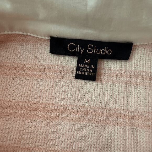 City Studios Mini Dress Tweed Preppy Collared Bouclé  Shift Pink White Academia - Picture 3 of 6